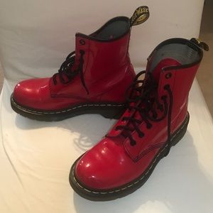 Red Patent Leather Doc Marten Boots